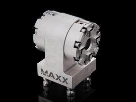 MaxxZPS Zero Point Pitch 52 Stainless to MaxxMacro 54 Twin Angle Adapter Chuck Horizontal 90-Degree 1