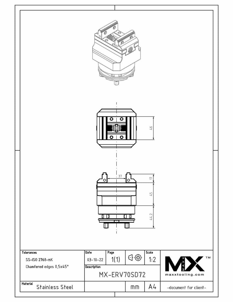MaxxER (Erowa) Self Centering Vise 2.75 Inch MaxxER D72 Pallet